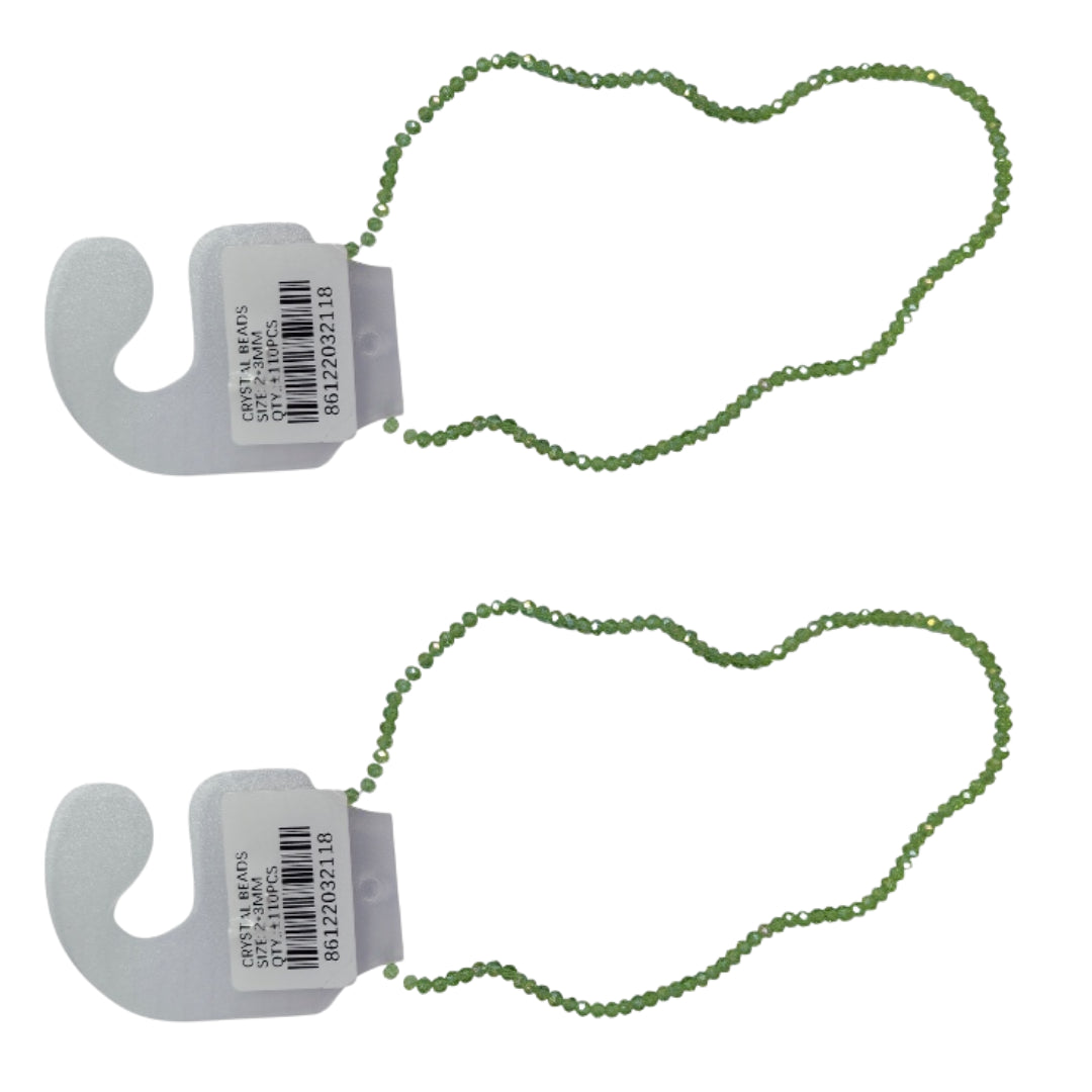 Crystal Beads Necklace - 2 Pack - 2x3mm Green