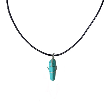 Earth Stone Collection - Wire Wrapped Turquoise Stone Necklace
