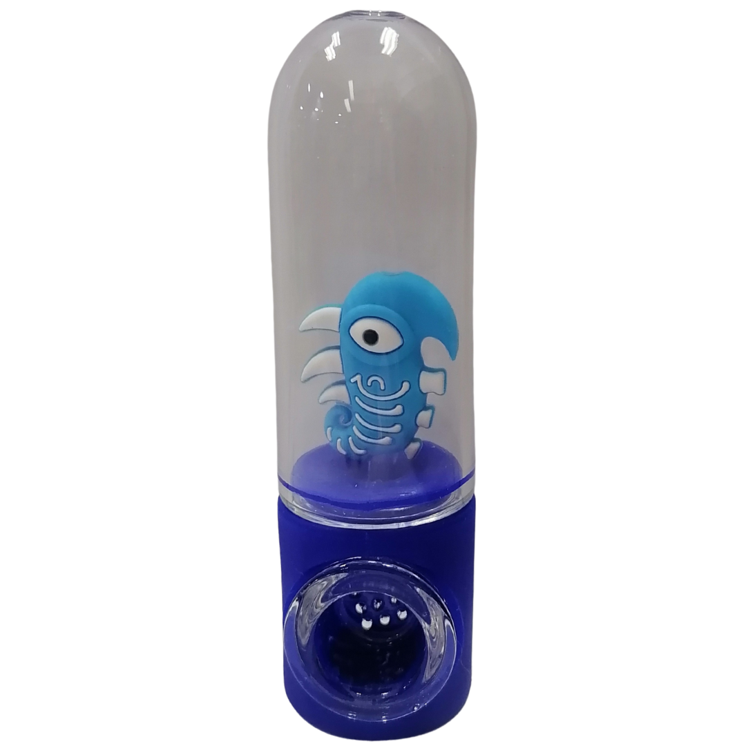 Silicone Rasta Pipe - Character in Glass - Blue Monster