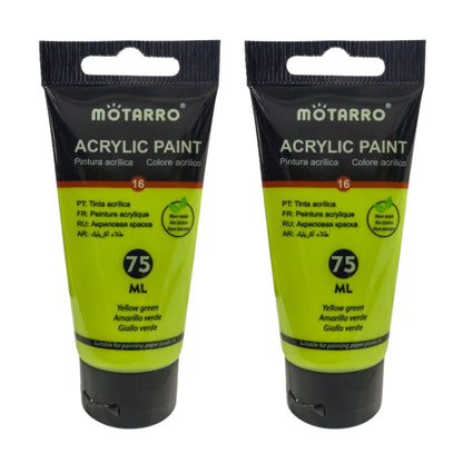 Motarro Acrylic Paint 75ml - 2 Pack - Yellow Green