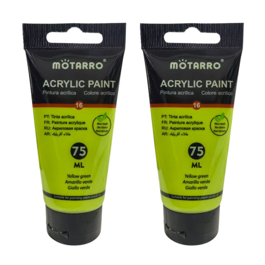 Motarro Acrylic Paint 75ml - 2 Pack - Yellow Green