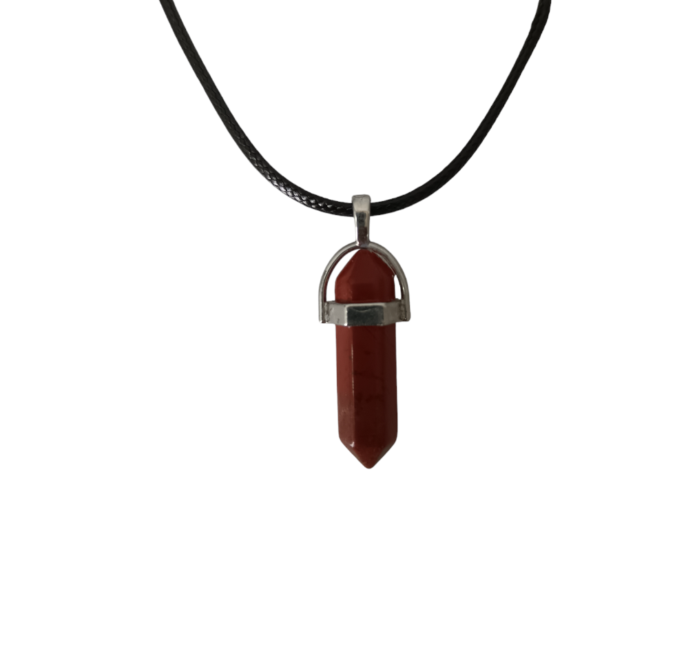 Earth Stone Collection - Bullet Red Jasper Crystal Stone Necklace