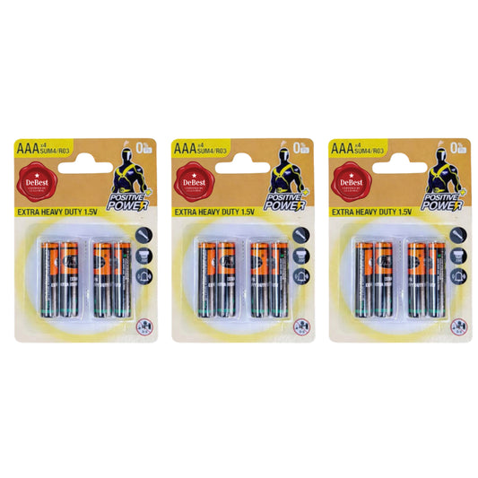 Debest Zinc Chloride AAA Battery 1.5V 4PC - 3 Pack