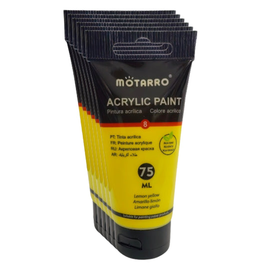 Motarro - Acrylic Paint - 75ml - 6 Pack - Lemon Yellow