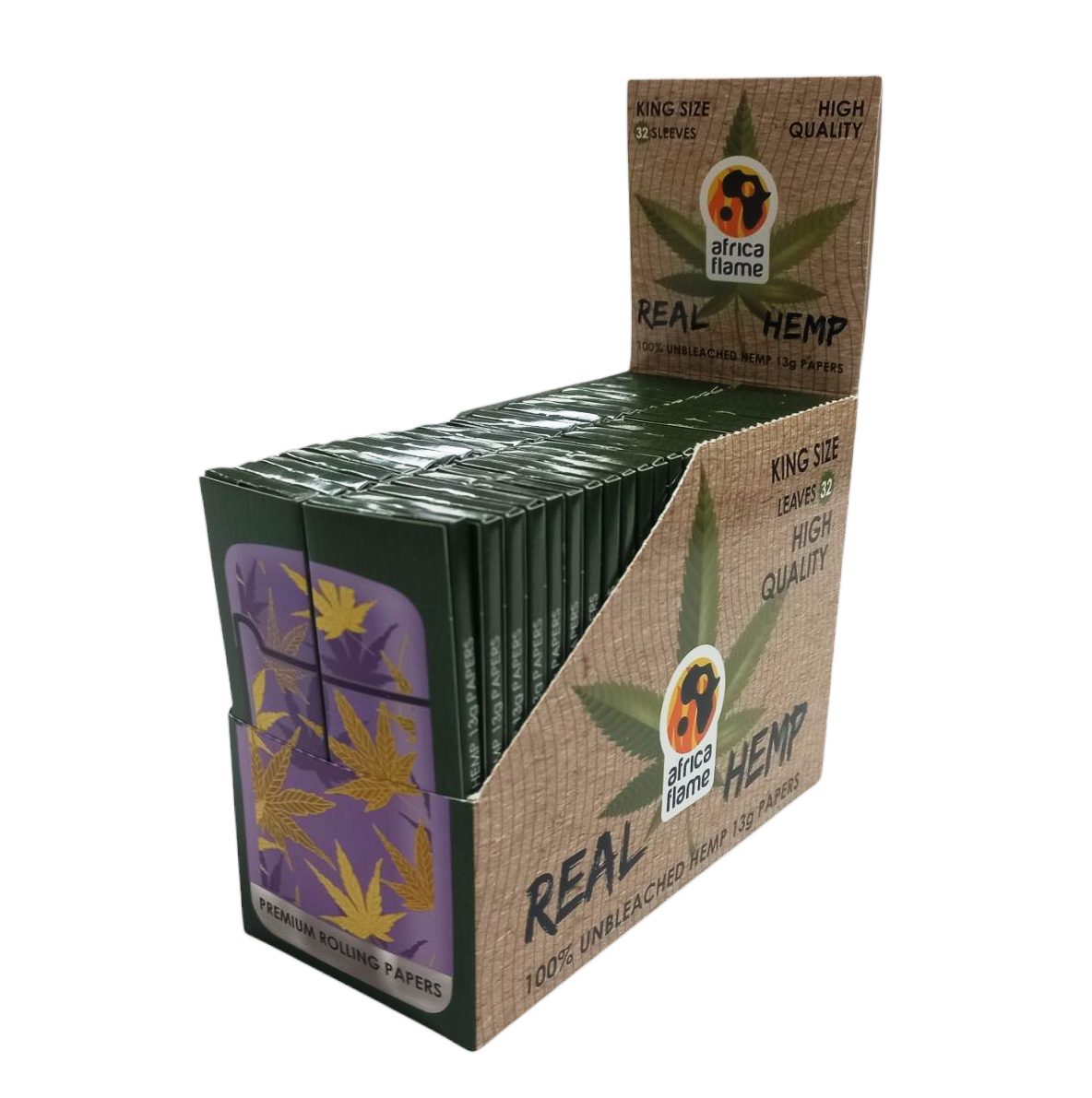 Africa Flame 100% Hemp Rolling Paper - 50 Booklets - Lilac - 2 Pack