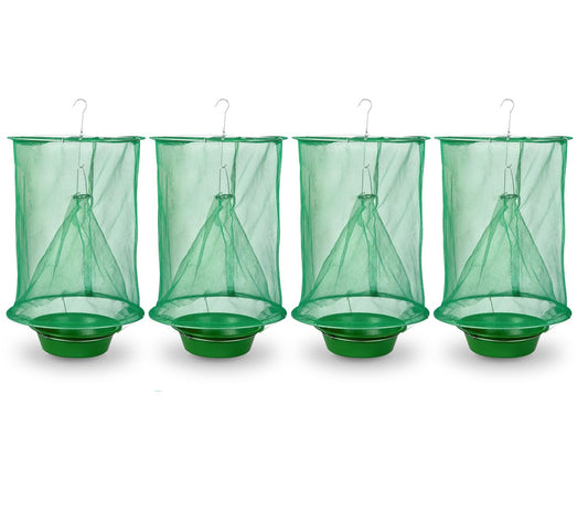 4 Pack Reusable Reinforced Mesh Hanging Trap Foldable Fly Cage