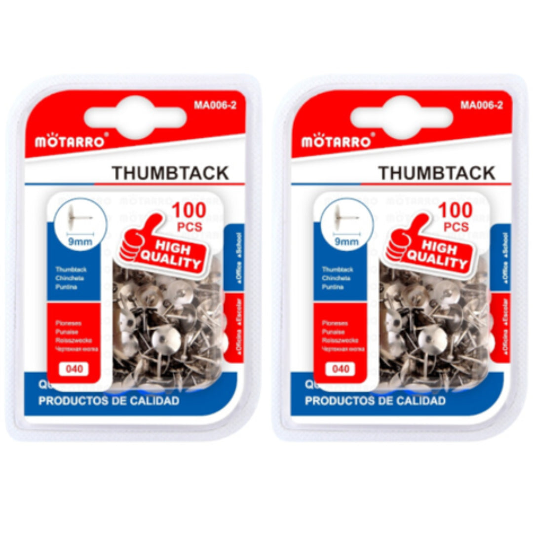 Motarro Thumbtack 9mm 100PCS - 2 Pack - Silver