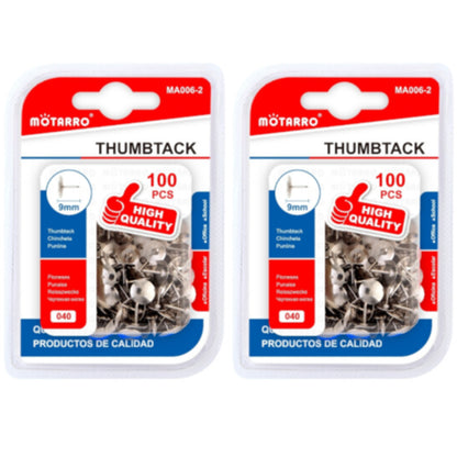 Motarro Thumbtack 9mm 100PCS - 2 Pack - Silver