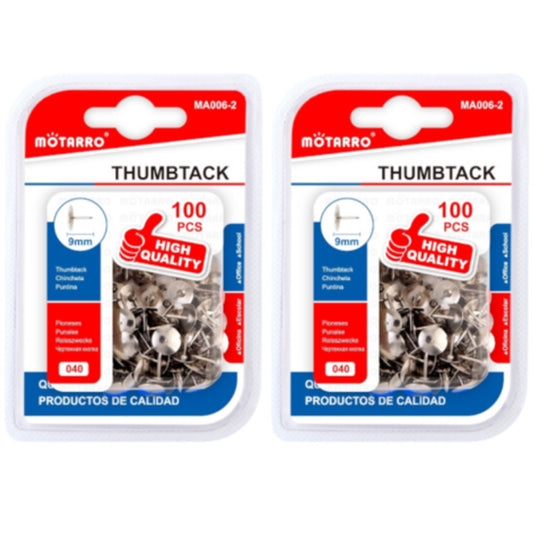 Motarro Thumbtack 9mm 100PCS - 2 Pack - Silver