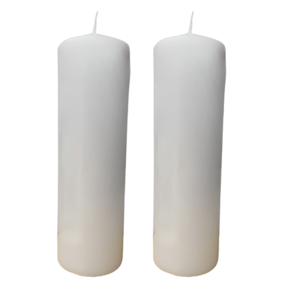 Candle Pillar - 2 Pack - White 7x22.5cm