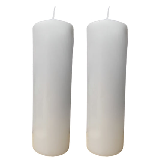 Candle Pillar - 2 Pack - White 7x22.5cm