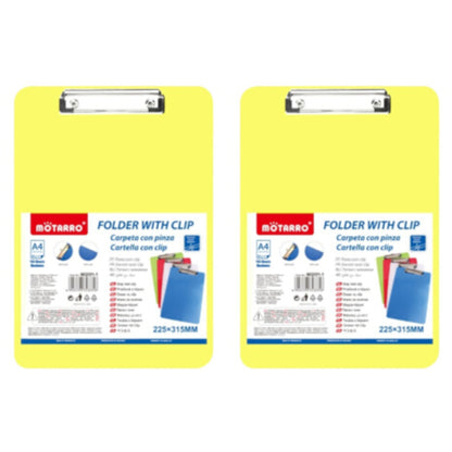 Motarro Clipboard 315x225mm - 2 Pack - Yellow