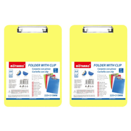 Motarro Clipboard 315x225mm - 2 Pack - Yellow