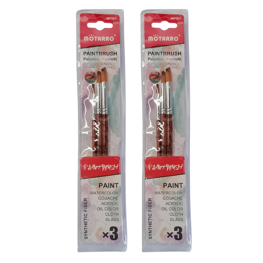 Motarro Paint Brushes 3PC - 2 Pack - Dark Brown
