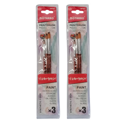 Motarro Paint Brushes 3PC - 2 Pack - Dark Brown