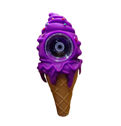 Silicone Rasta Pipe - Ice Cream Cone - Purple