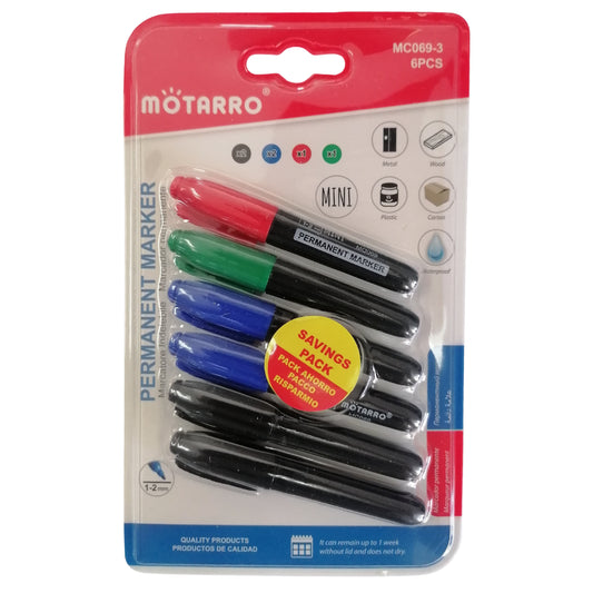 Motarro Mini Permanent Markers - 6 Piece Set