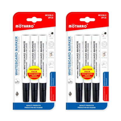 Motarro Whiteboard Marker Black 3mm 3PCS 2 Pack