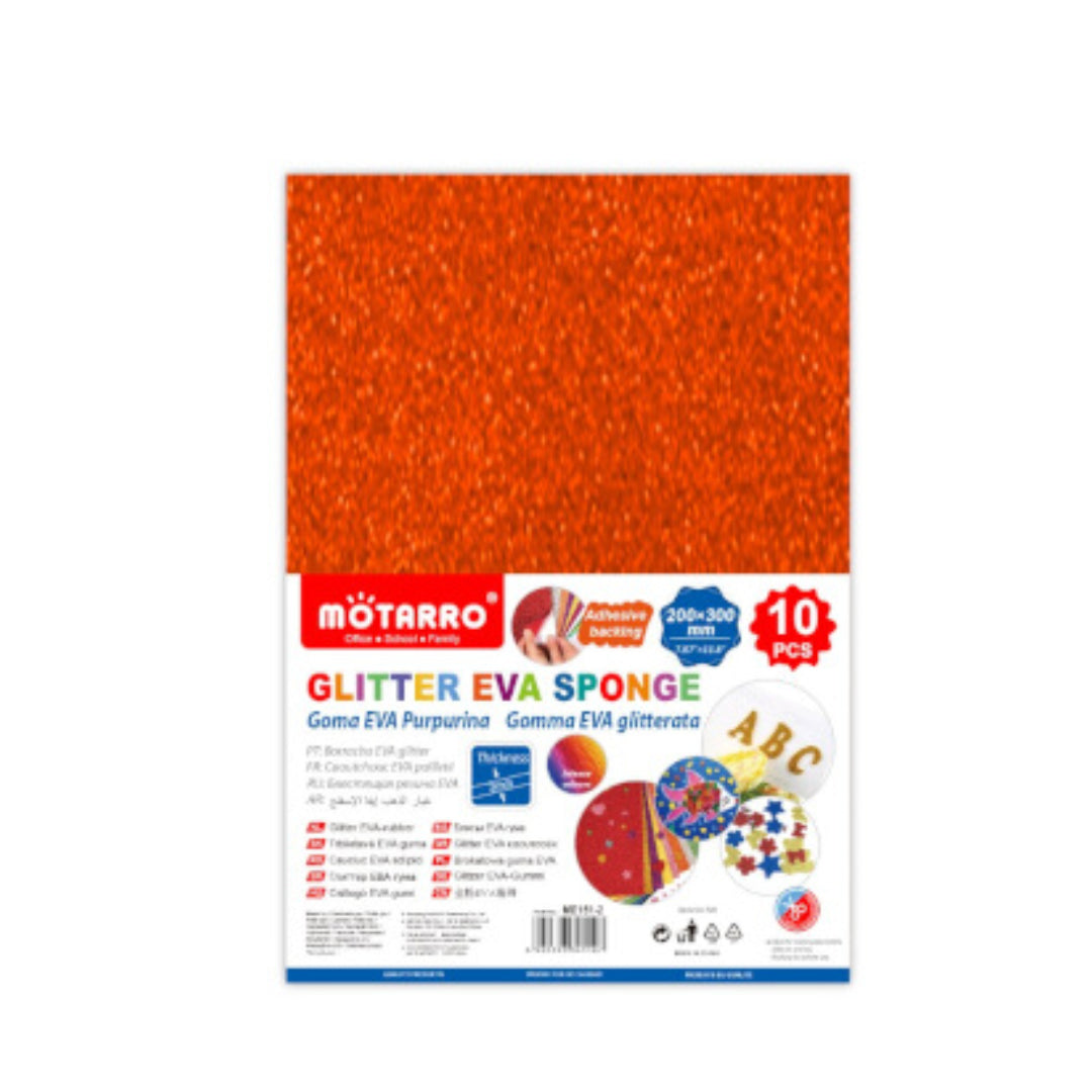 Motarro Eva Sponge A4 10 Pieces - Dark Orange Glitter