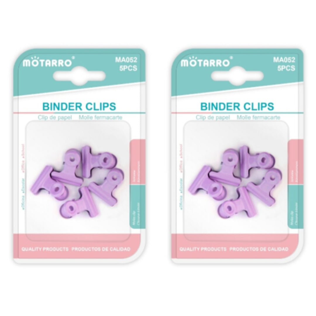 Motarro Binder Clips Pack 5PC - 2 Pack - Purple