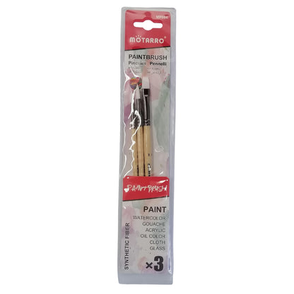 Motarro Paint Brushes - 3 Piece Set - Light Brown