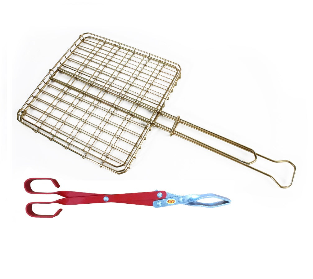 Braai Grid Small Box & Medium Braai Tongs Combo