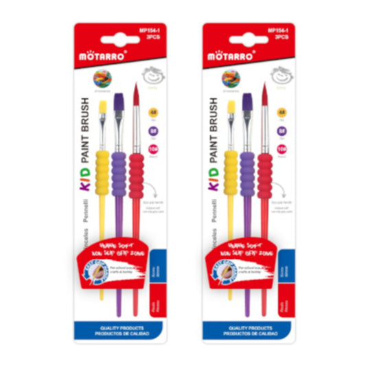 Motarro Kids Paintbrush Set Of 3 - 2 Pack - Detailed