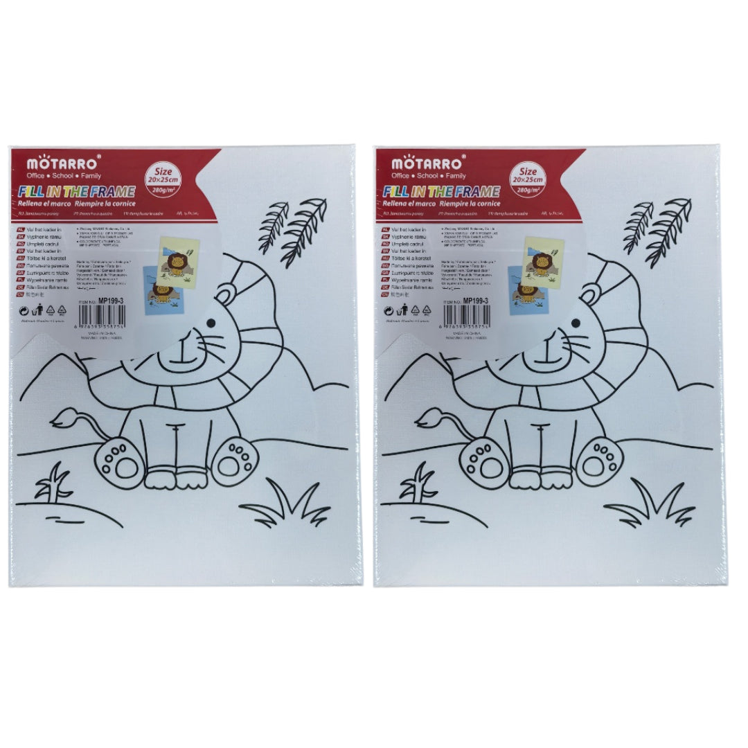 Motarro Printed Canvas - 2 Pack -   20x25cm Lion