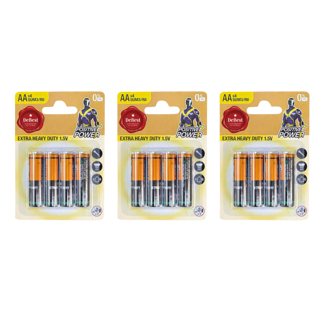 Debest Zinc Chloride AA Penlight Battery 1.5V 4PC - 3 Pack