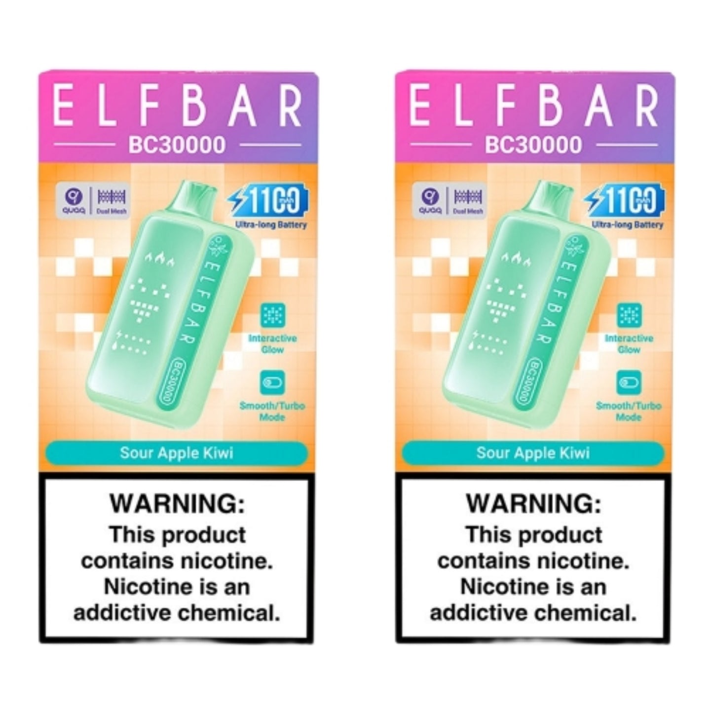 Elf Bar BC30000 Disposable Vape - Sour Apple Kiwi (Pack of 2)