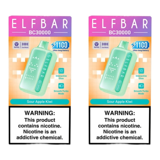 Elf Bar BC30000 Disposable Vape - Sour Apple Kiwi (Pack of 2)