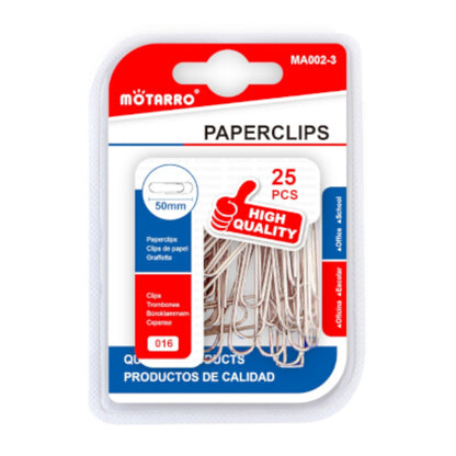Motarro Paper Clips 50mm 25PCS - Silver