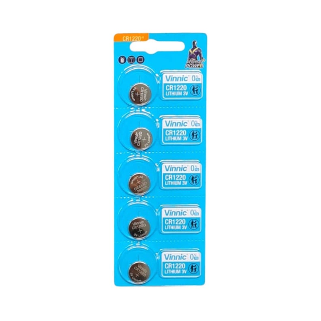 Vinnic CR1220 Lithium Coin Cell Battery 3V - 5 Pack