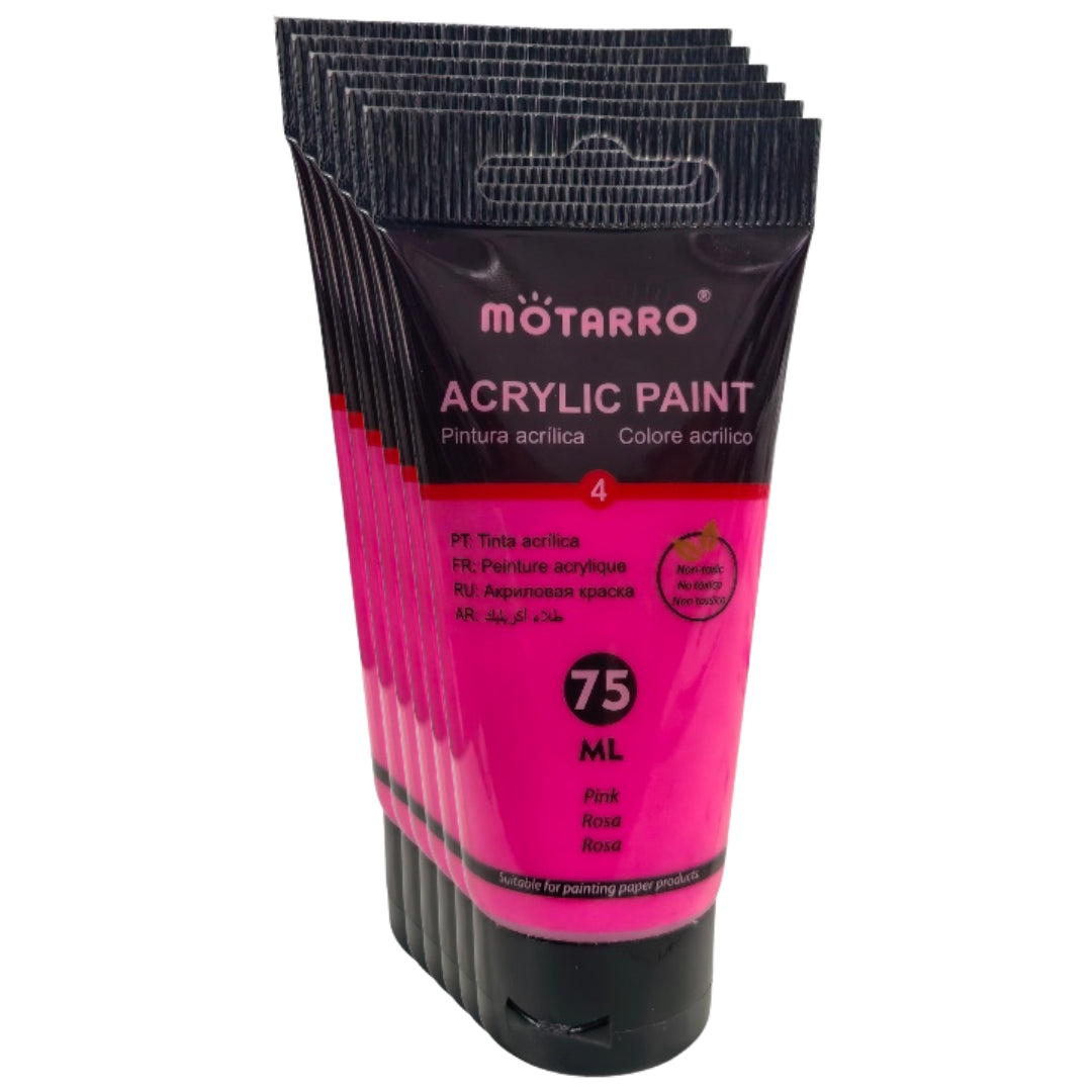 Motarro - Acrylic Paint - 75ml - 6 Pack - Pink