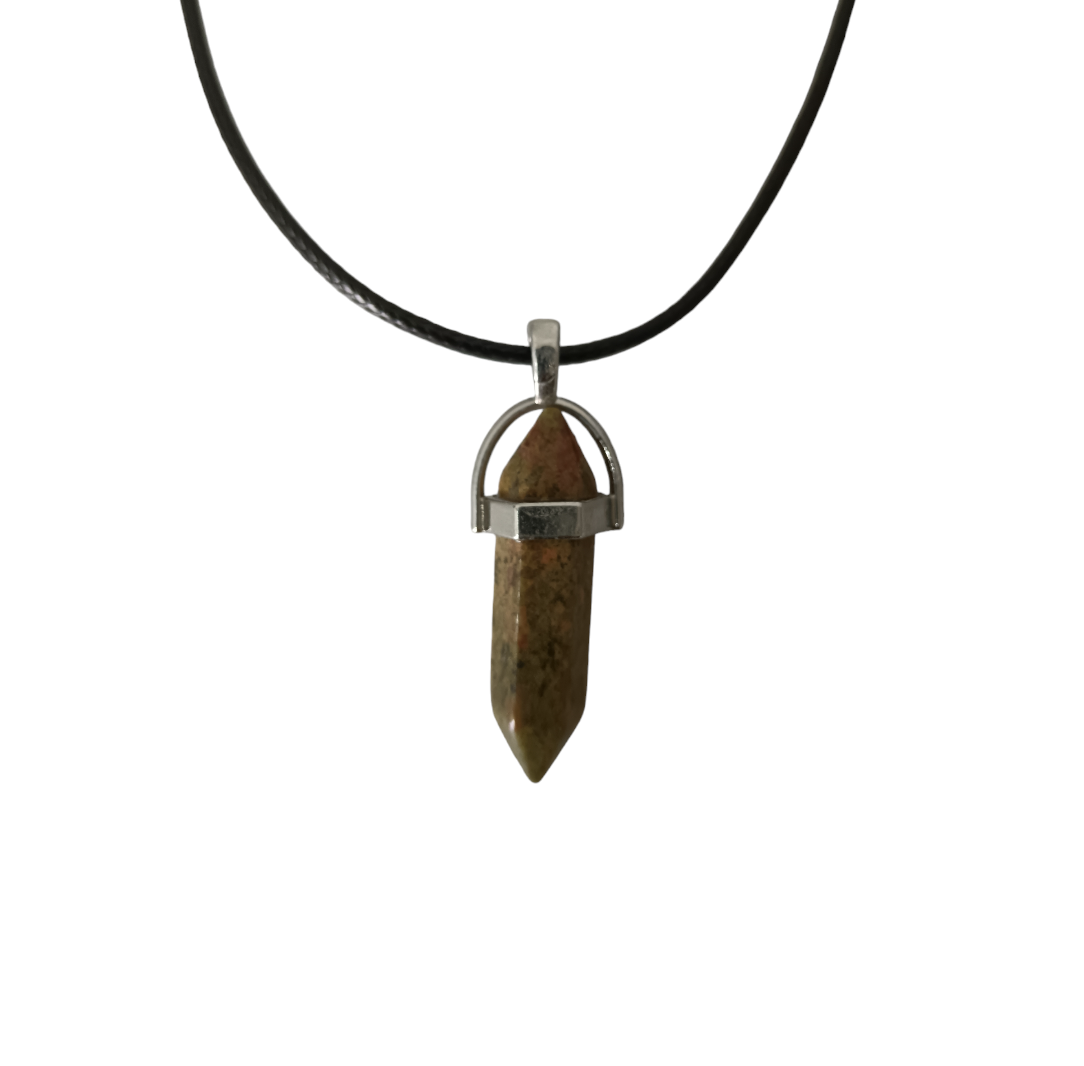 Earth Stone Collection - Bullet Unakite Crystal Stone Necklace