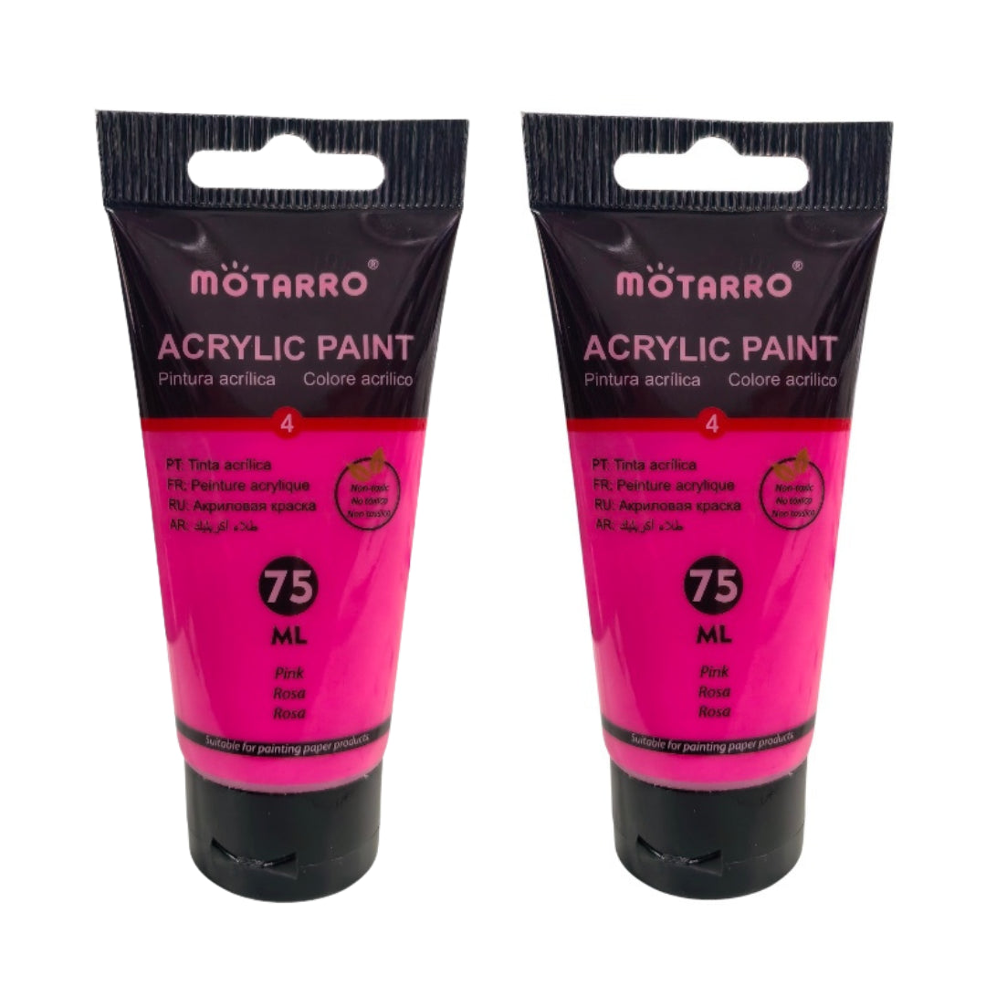 Motarro Acrylic Paint 75ml - 2 Pack - Pink