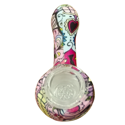 Silicone Rasta Pipe - Hydrodipped Designs - Pink
