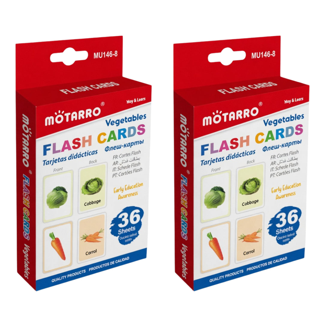 Motarro Flash Cards 36 Sheets - 2 Pack - Vegetables