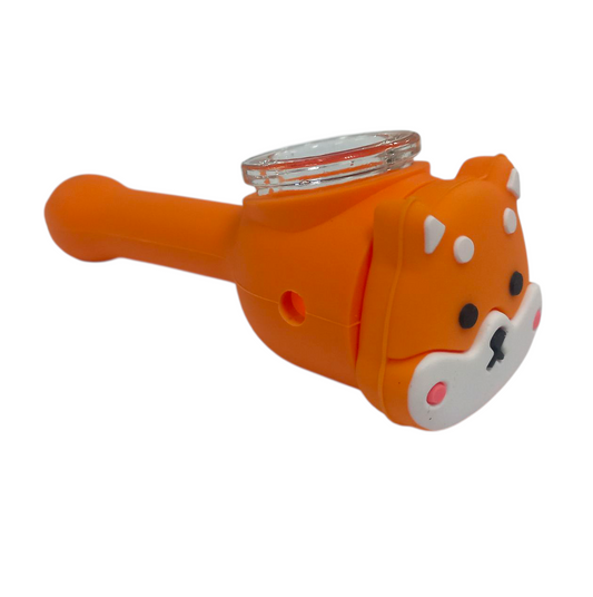 Silicone Rasta Pipe - Cartoon Faces - Orange