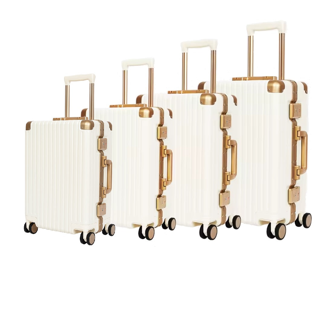 Classic Aluminum Frame Travel Suitcase - 4 Piece Set