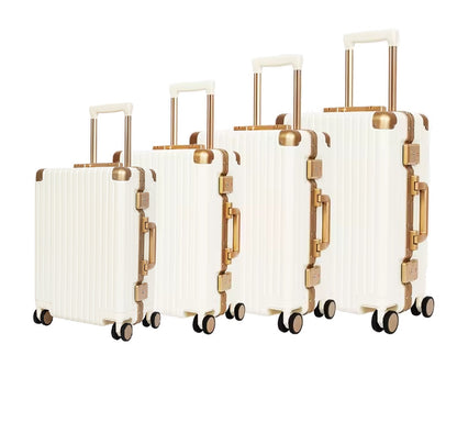 Classic Aluminum Frame Travel Suitcase - 4 Piece Set