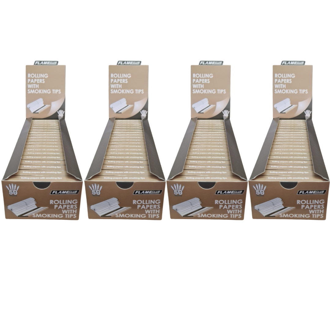 Flame Club Queen Size Rolling Paper + Tips - 39 Booklets - 4 Pack