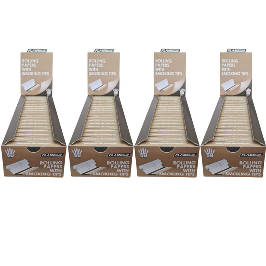Flame Club Queen Size Rolling Paper + Tips - 39 Booklets - 4 Pack