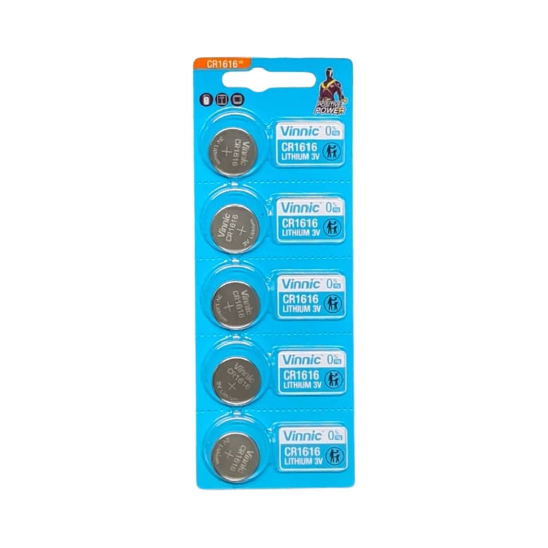 Vinnic CR1616 Lithium Coin Cell Battery 3V - 5 Pack