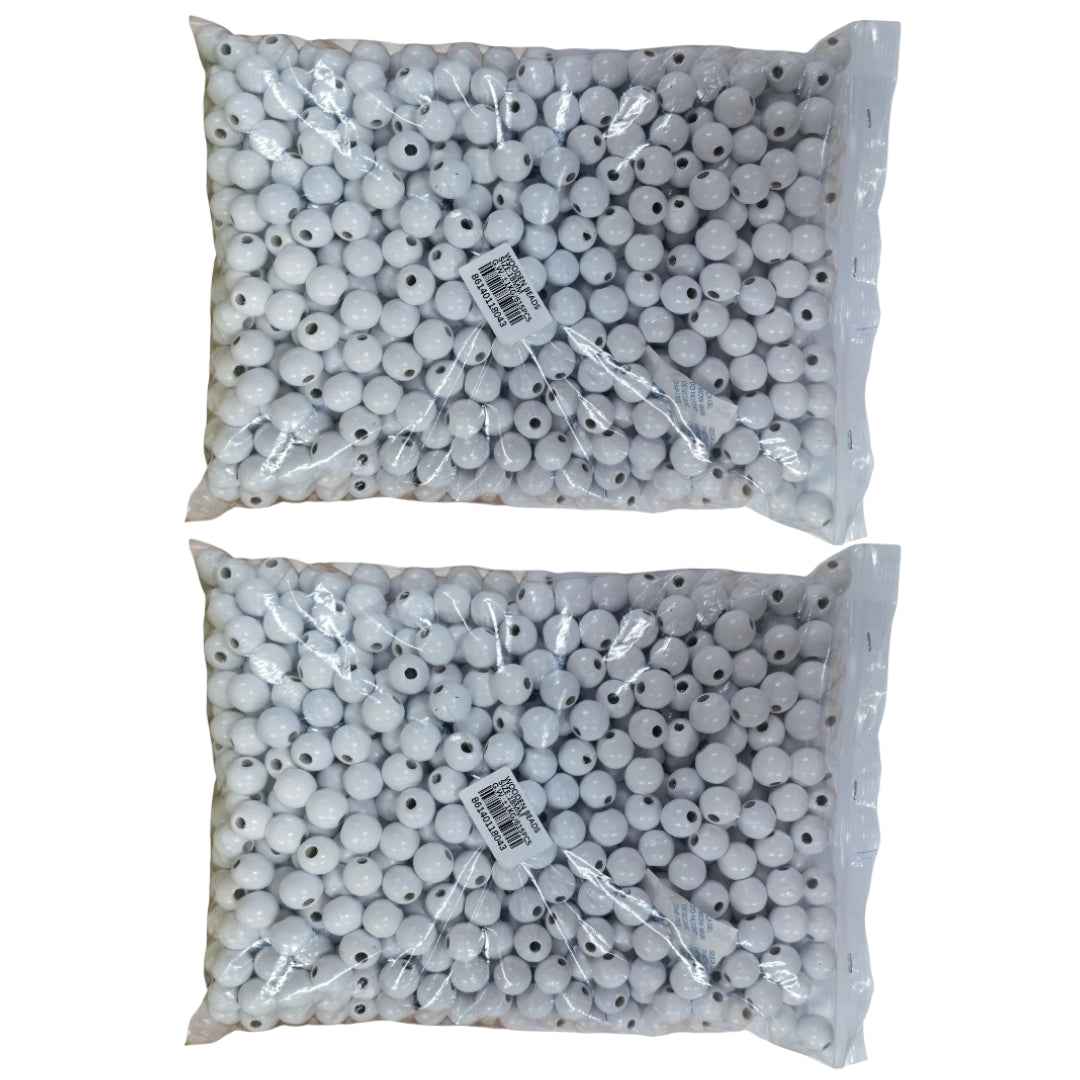 Wooden Beads +-1KG - 2 Pack - White 18mm