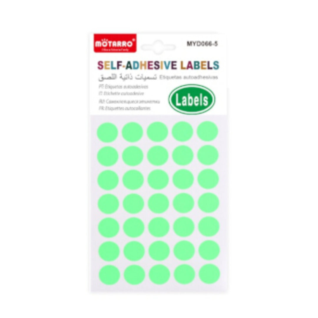 Motarro Self Adhesive Labels 5 Sheets - Green