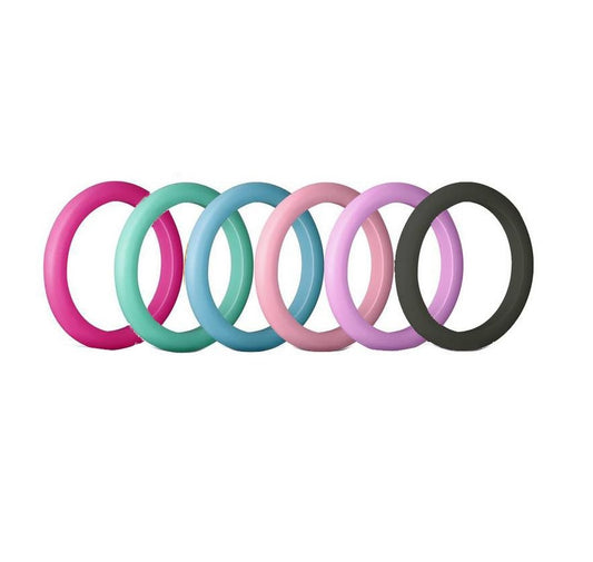 DeBest - Slim Colourful Silicone Rings - 10-Piece - F