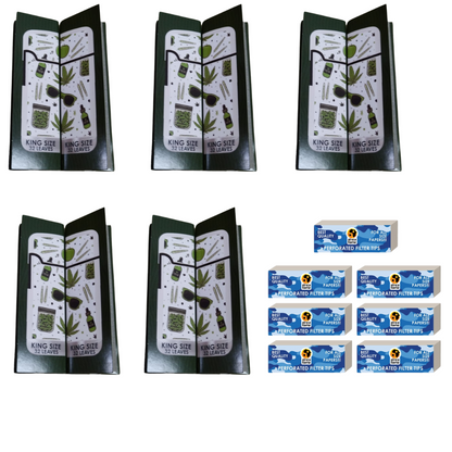 Value Pack - 10 Africa Flame Hemp Rolling Papers And 7 Filters Tips - White
