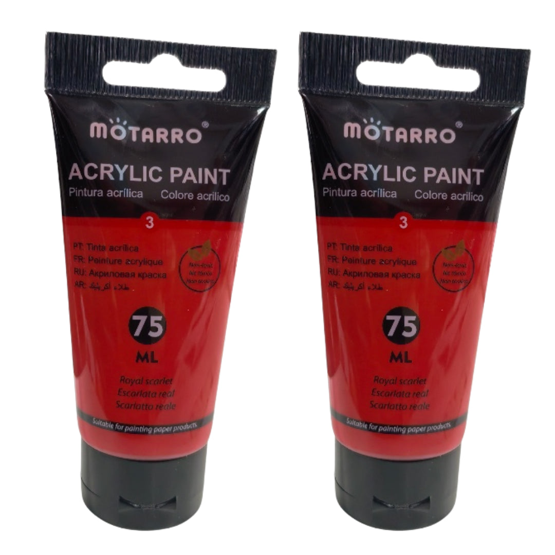 Motarro Acrylic Paint 75ml - 2 Pack - Royal Scarlet