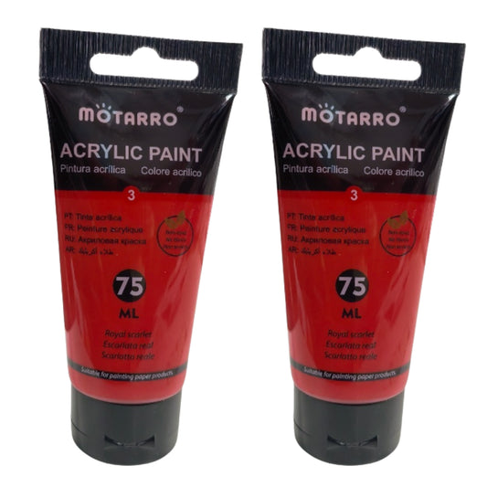 Motarro Acrylic Paint 75ml - 2 Pack - Royal Scarlet